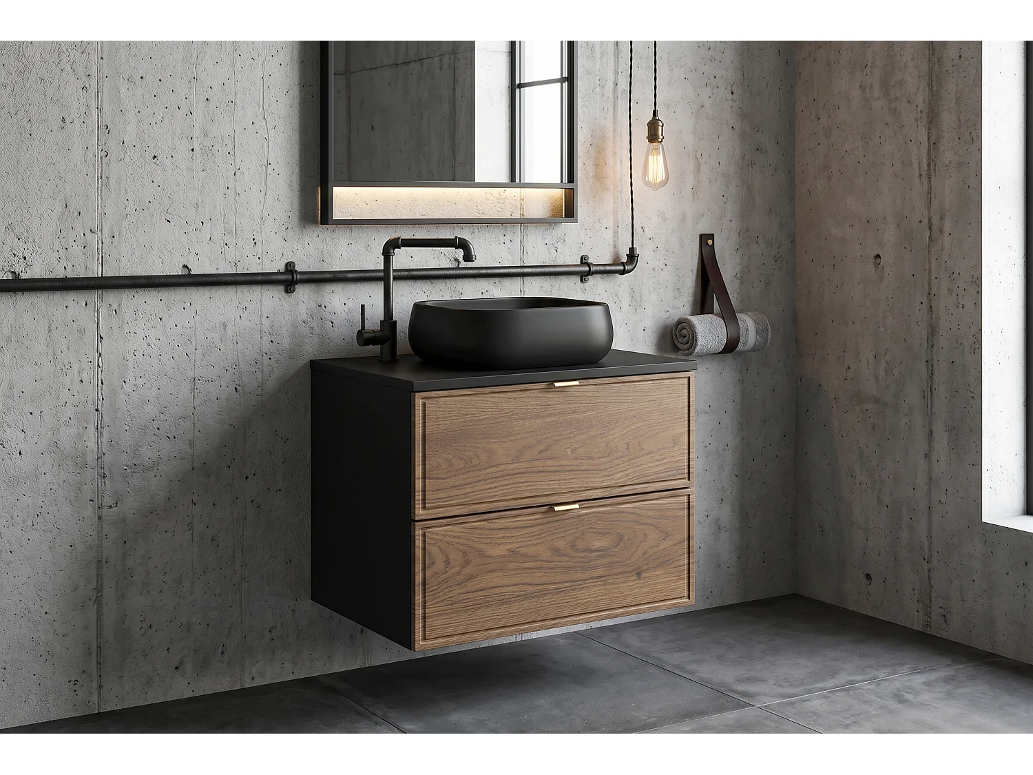Meuble Selvo avec lavabo de 60 cm et plan de travail