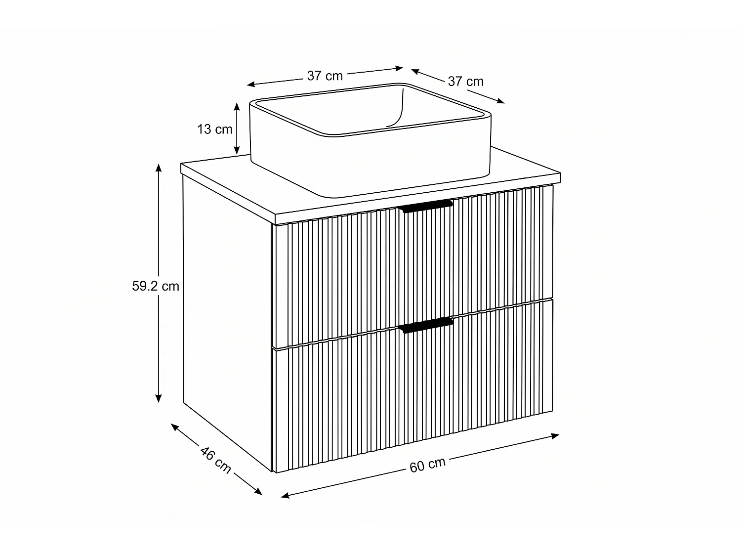 Meuble Vestro avec lavabo de 60 cm et plan de travail
