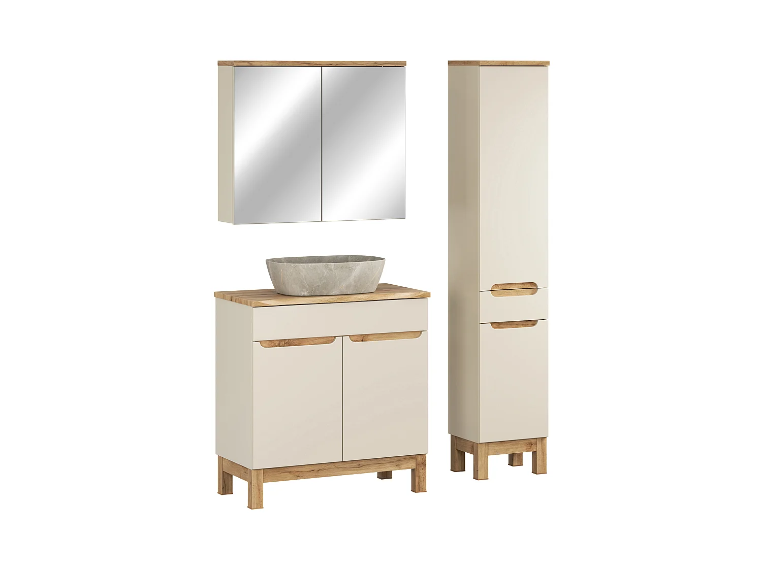 Conjunto de muebles Bali Cashmere 80cm con encimera y lavabo sobre encimera Anna