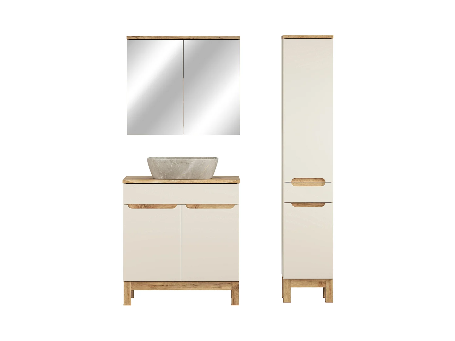 Conjunto de muebles Bali Cashmere 80cm con encimera y lavabo sobre encimera Anna