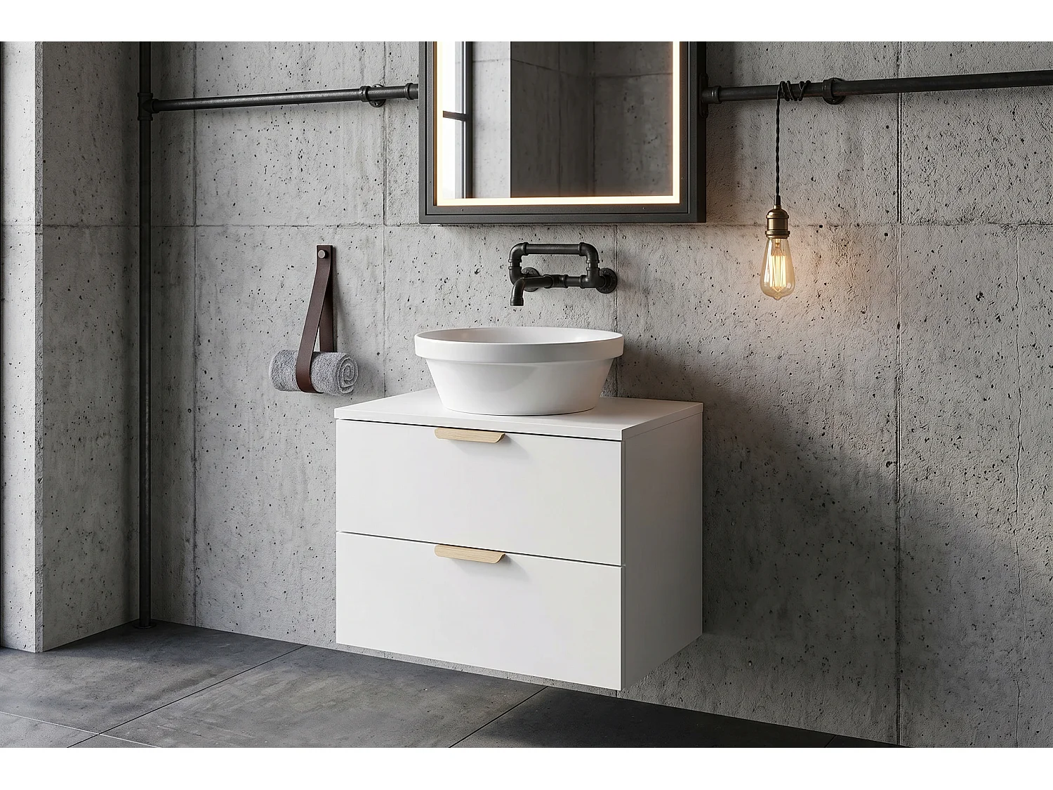 Mobile Mesto con lavabo da 60 cm e piano