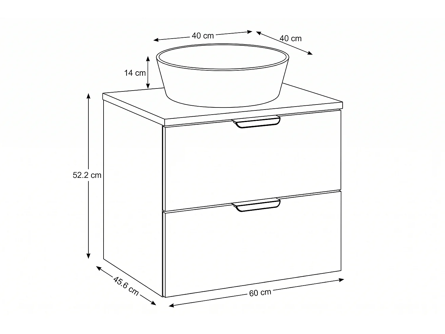 Mobile Mesto con lavabo da 60 cm e piano