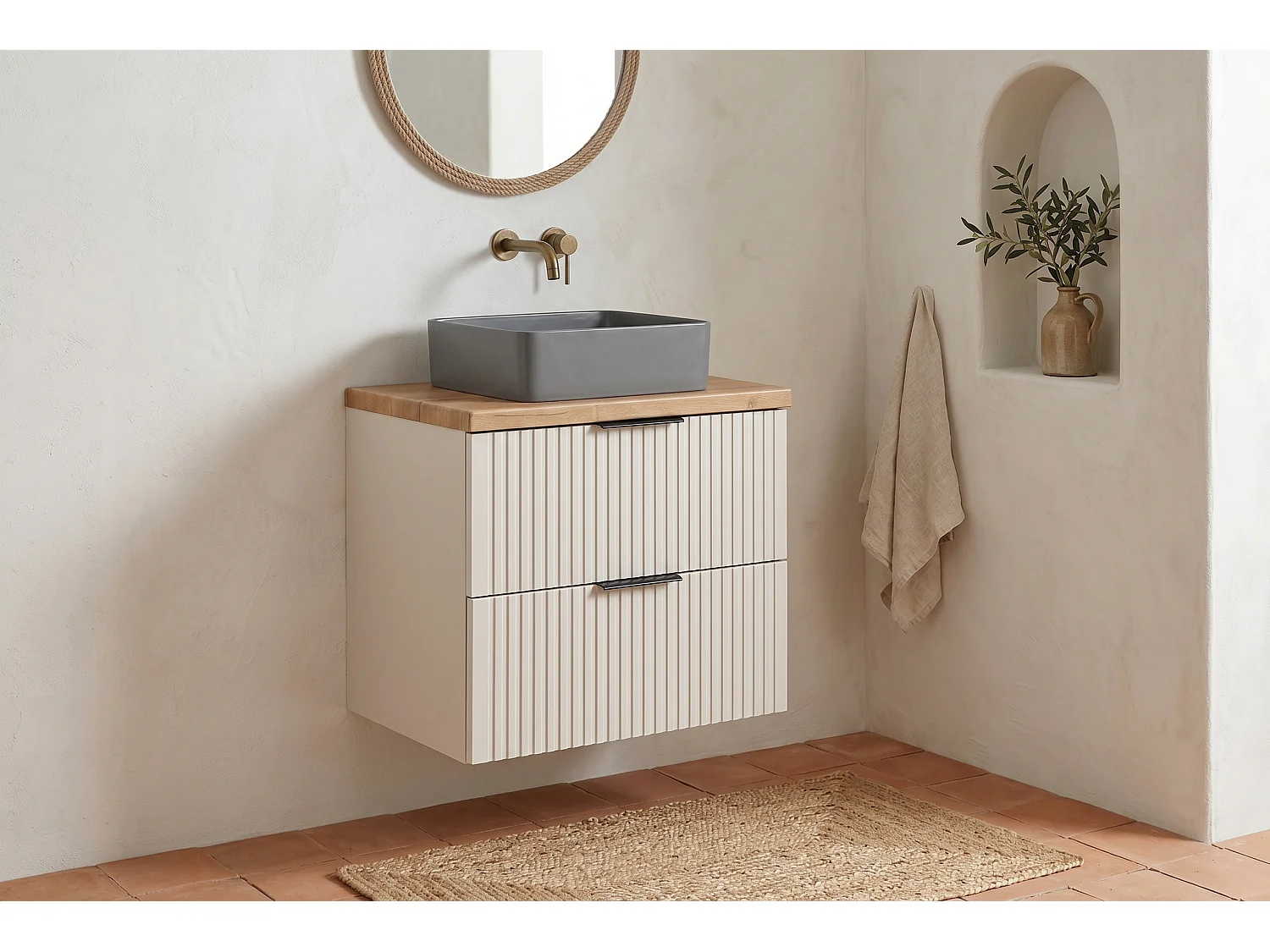 Mobile Dravo con lavabo da 60 cm e piano di lavoro