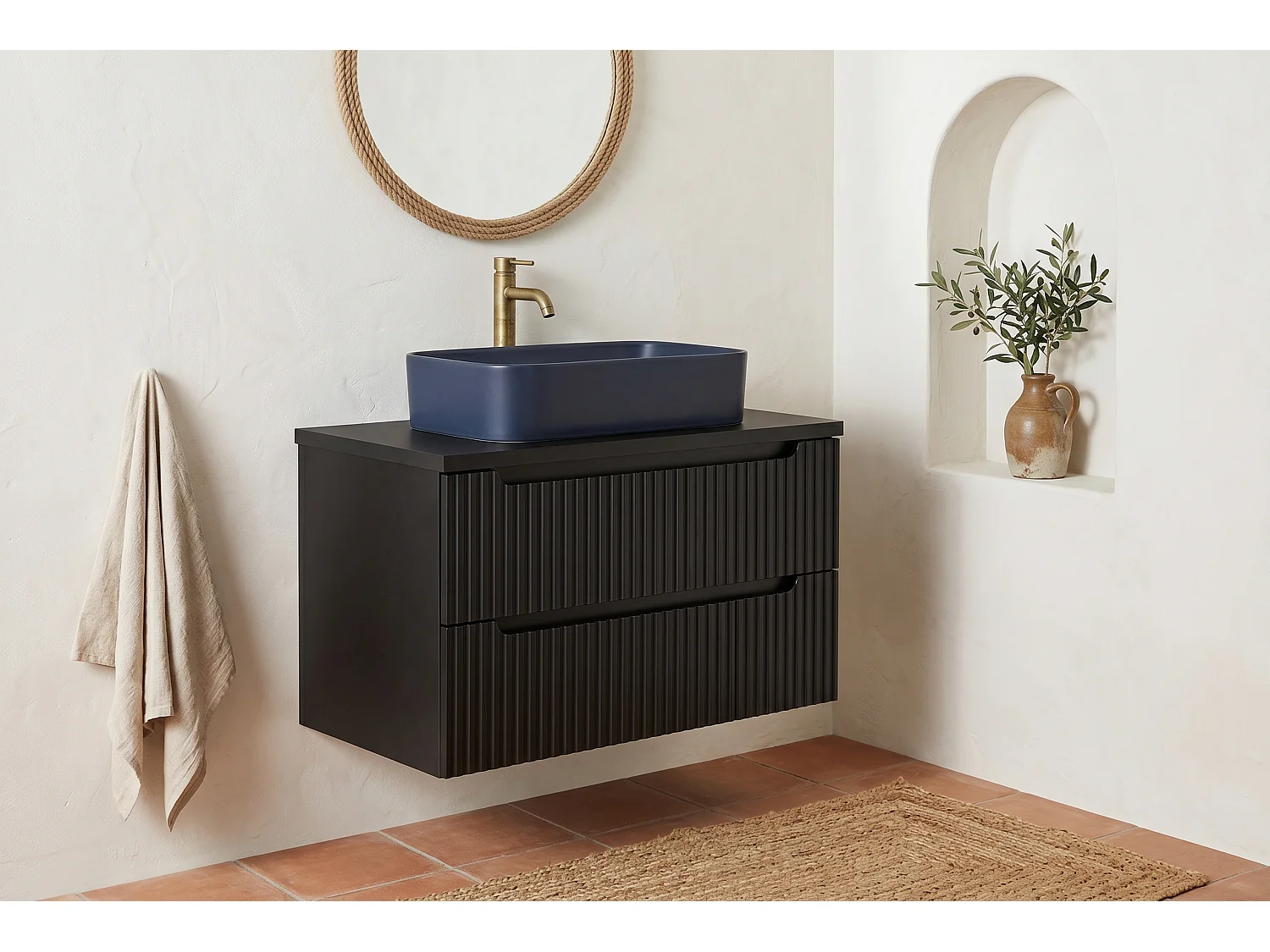Meuble Eterno avec lavabo de 80 cm et plan de travail