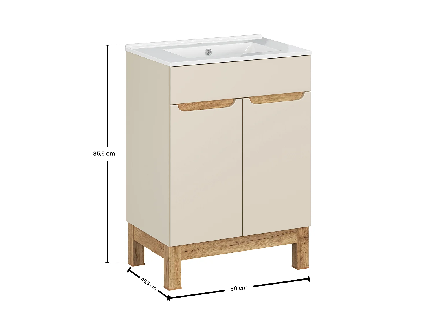 Ensemble de meubles de 60cm avec lavabo Lava - Bali Cashmere