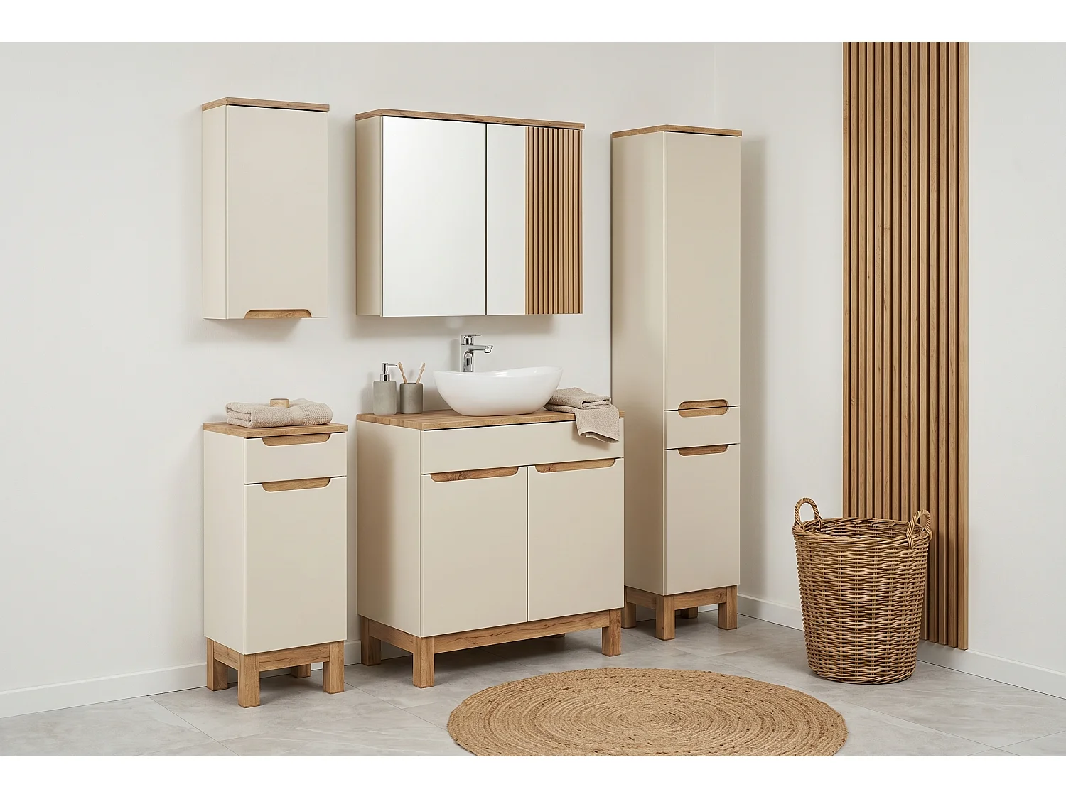 Set di mobili Bali Cashmere 80cm con piano e lavabo Cloud