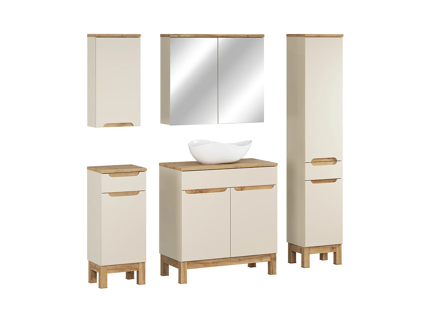 Set di mobili Bali Cashmere 80cm con piano e lavabo Cloud