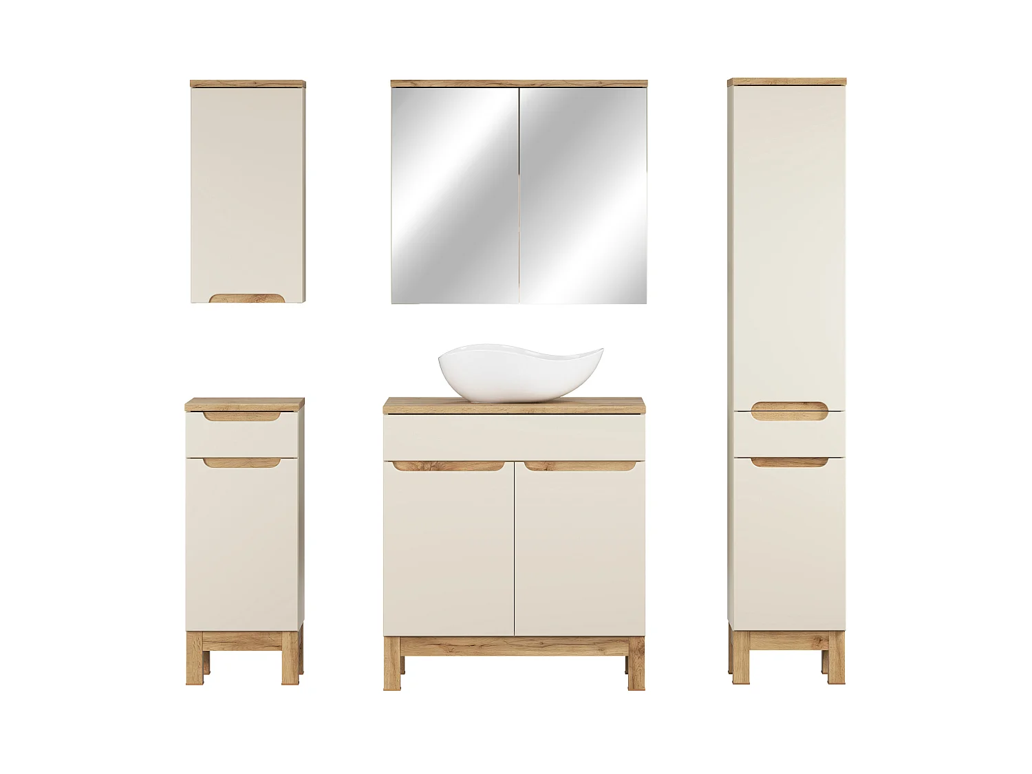 Set di mobili Bali Cashmere 80cm con piano e lavabo Cloud