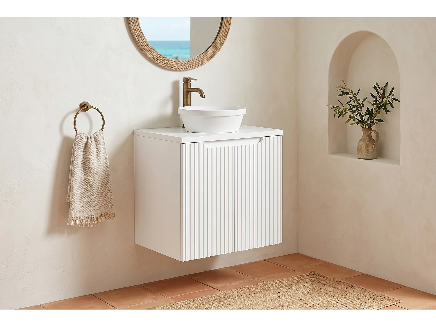 Meuble Wenzo avec lavabo de 50 cm et plan de travail