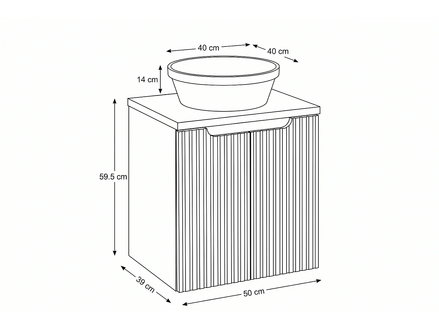 Meuble Wenzo avec lavabo de 50 cm et plan de travail