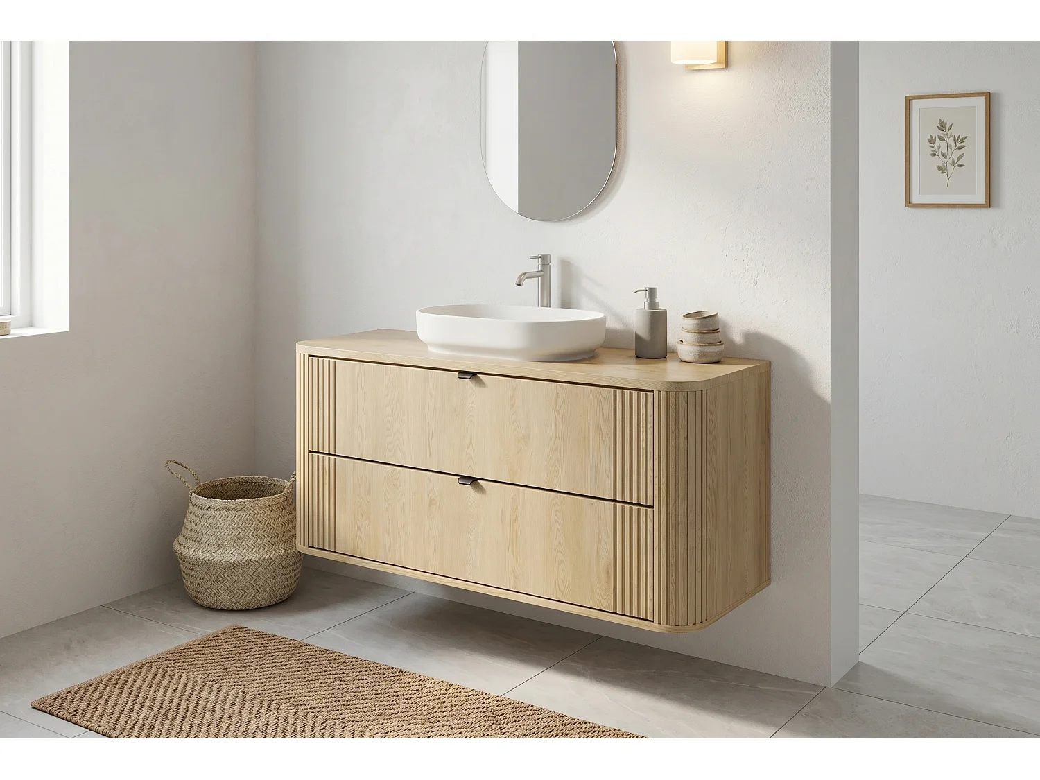 Set Ovalia Cremona 120cm con piano e lavabo da appoggio River