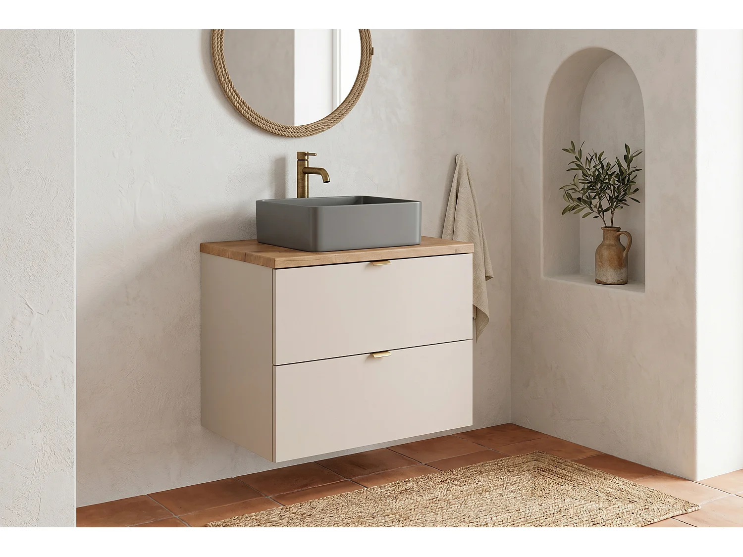 Mobile Erino con lavabo da 60 cm e piano di lavoro