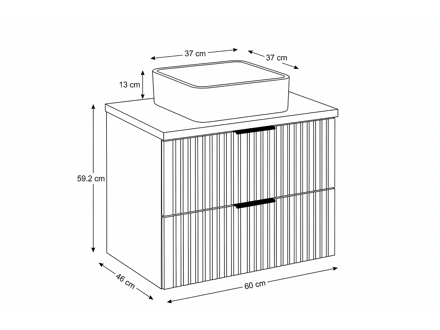 Mueble Mareno con lavabo de 60 cm y encimera