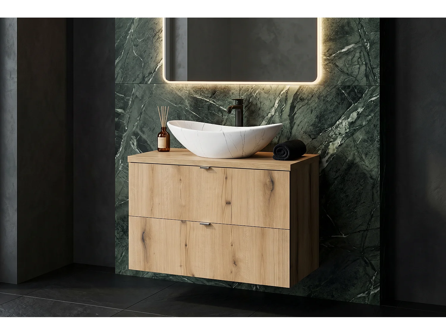 Meuble Valeno avec lavabo de 80 cm et plan de travail