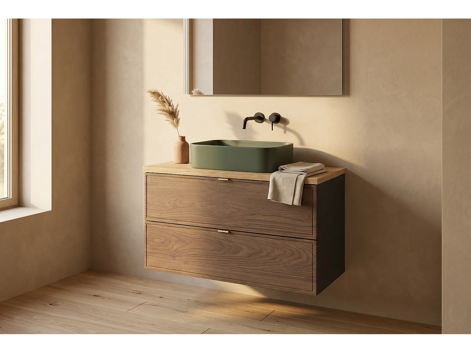 Meuble Sento avec lavabo de 80 cm et plan de travail