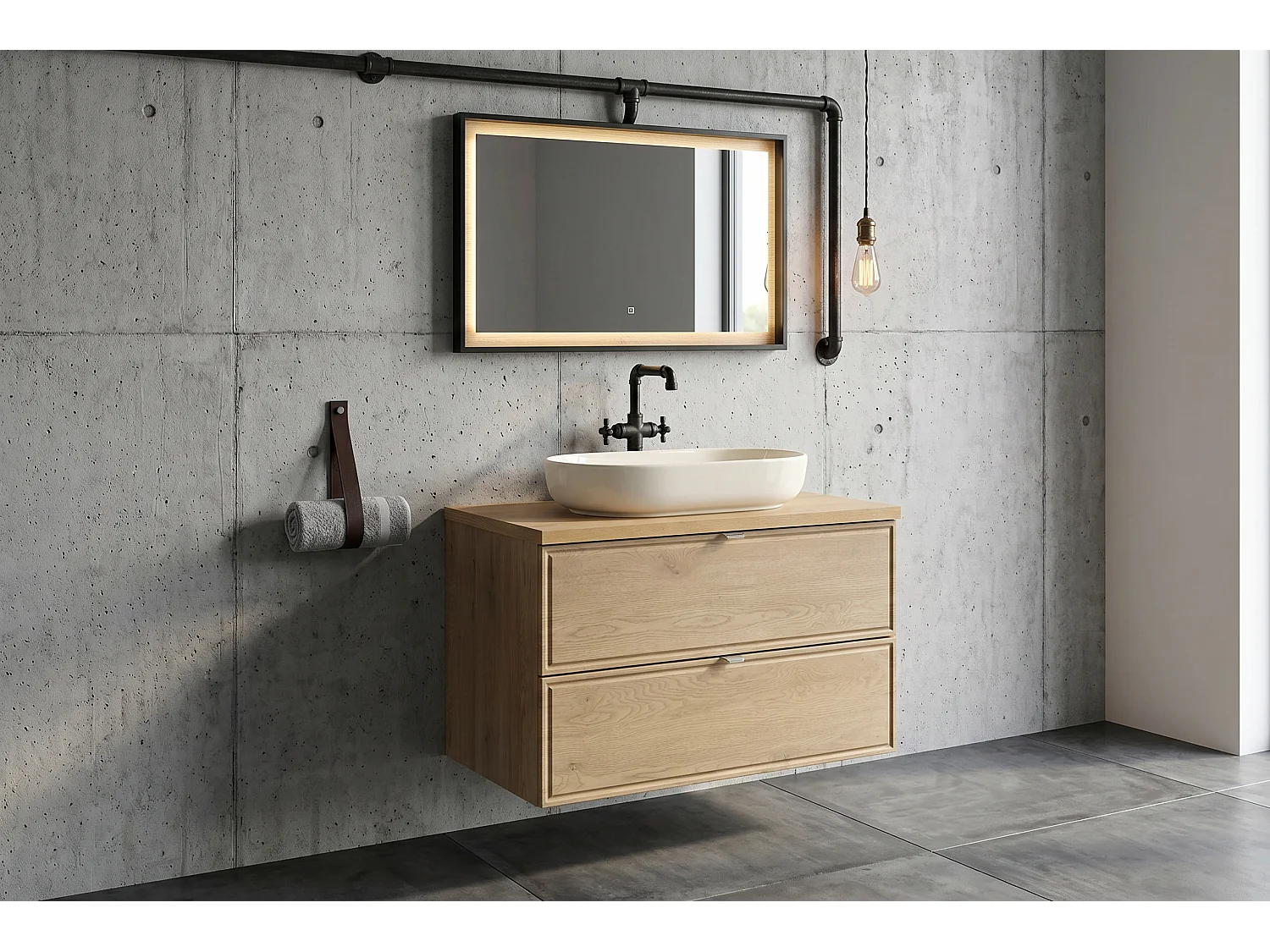 Armario Ronda Plus con lavabo de 80 cm y encimera