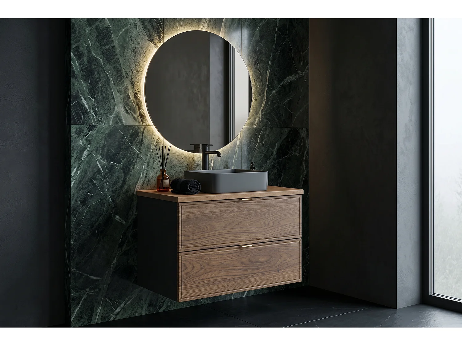 Meuble Dorian avec lavabo de 60 cm et plan de travail