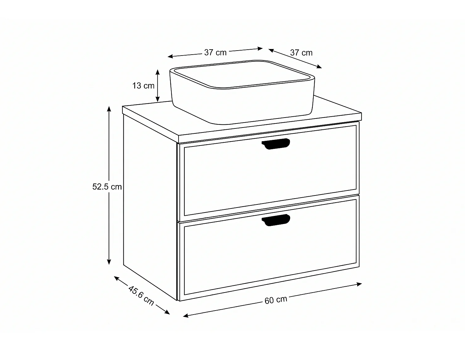 Meuble Dorian avec lavabo de 60 cm et plan de travail