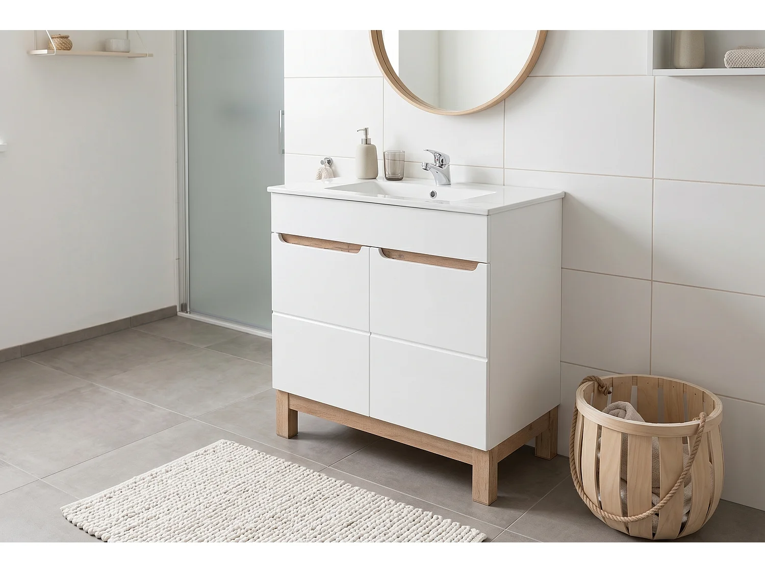 Conjunto de muebles Bali White 80cm con lavabo