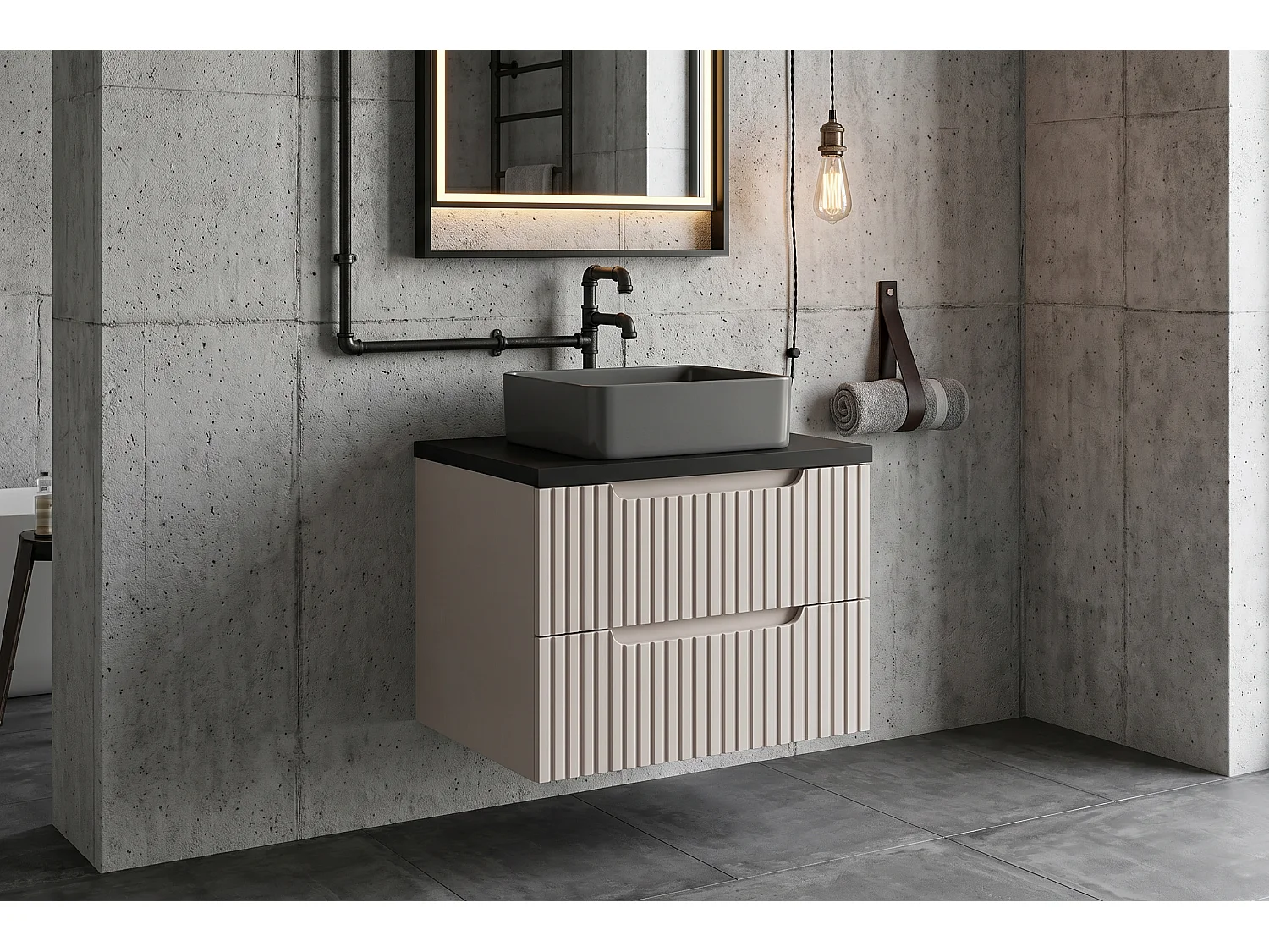 Meuble Brento avec lavabo de 50 cm et plan de travail