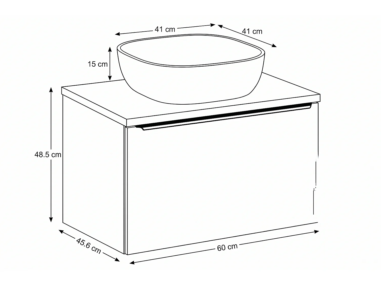 Armario Alovver con lavabo de 60 cm y encimera