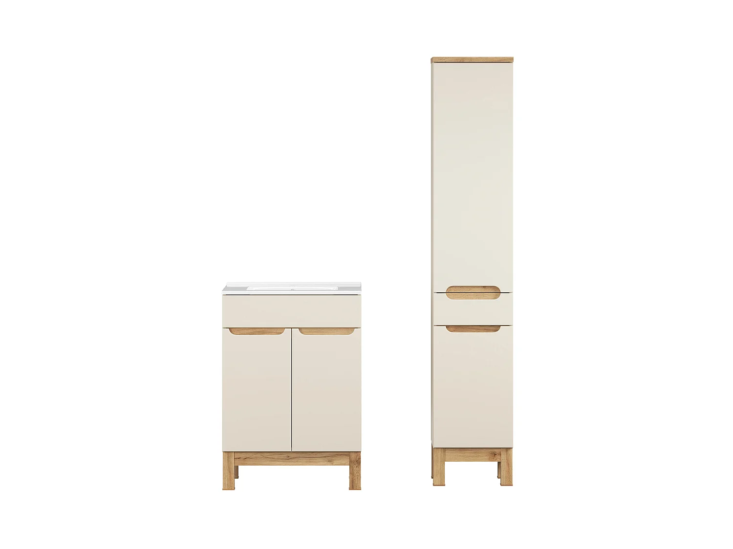 Bali Cashmere Conjunto de muebles de 60cm con lavabo Lava y armario alto