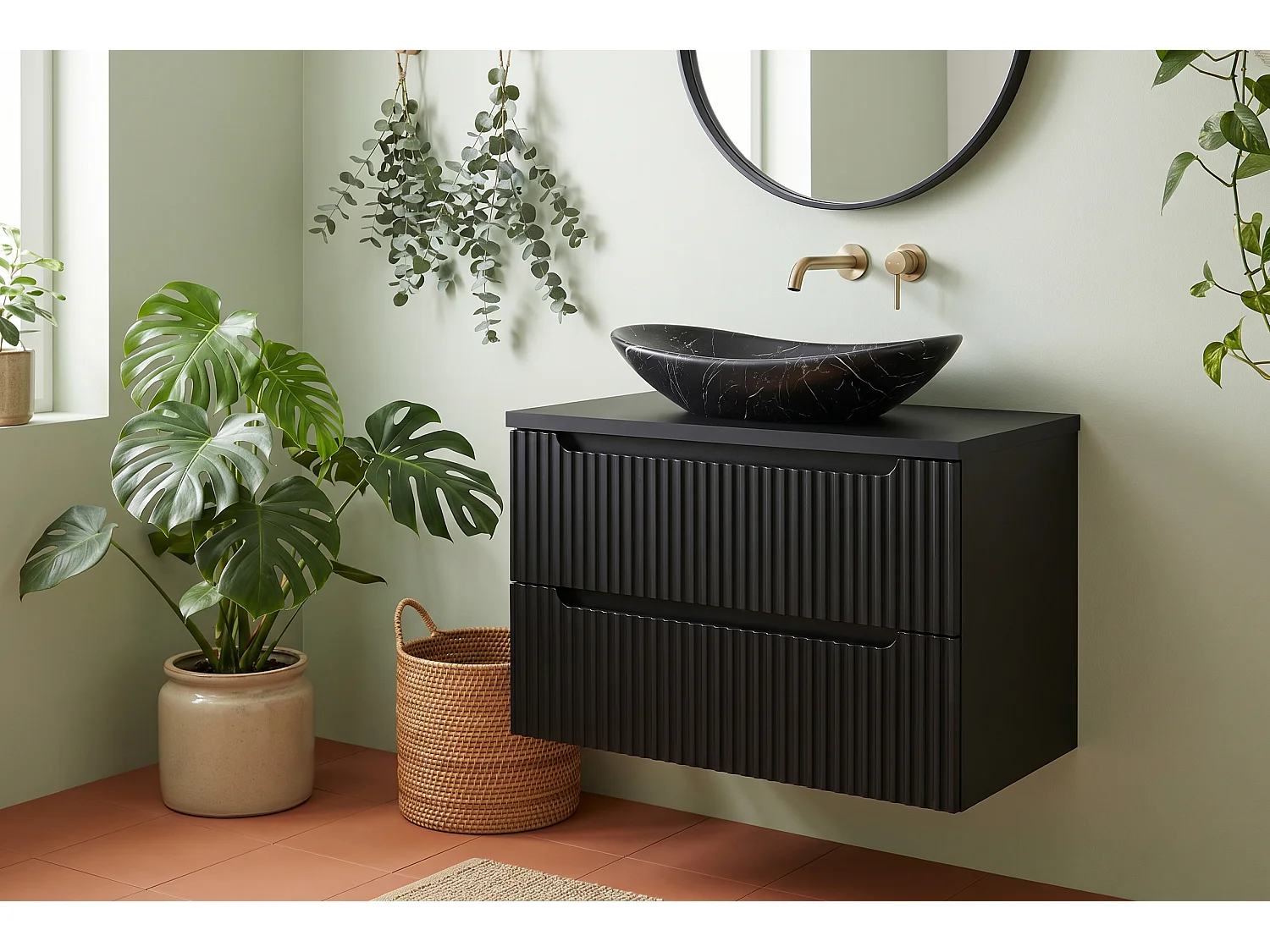 Meuble Nesto avec lavabo de 80 cm et plan de travail