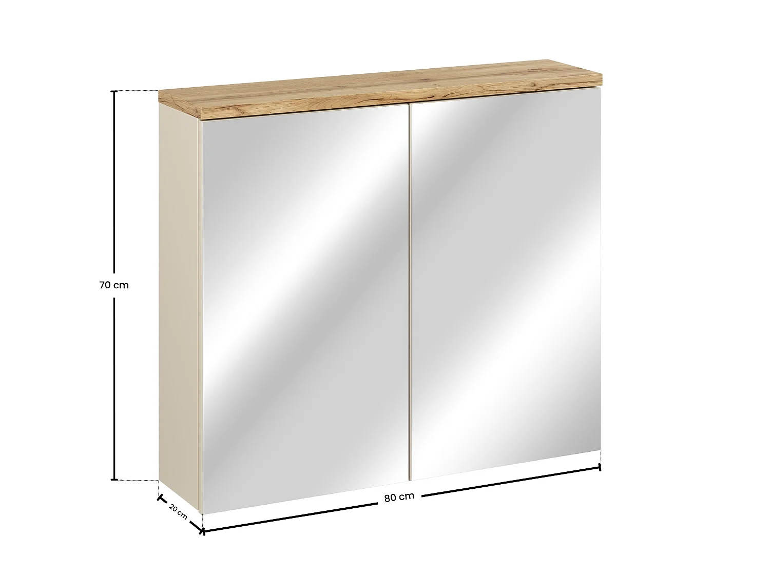 Bali Cashmere Armadio con Specchio 80cm 2 Porte