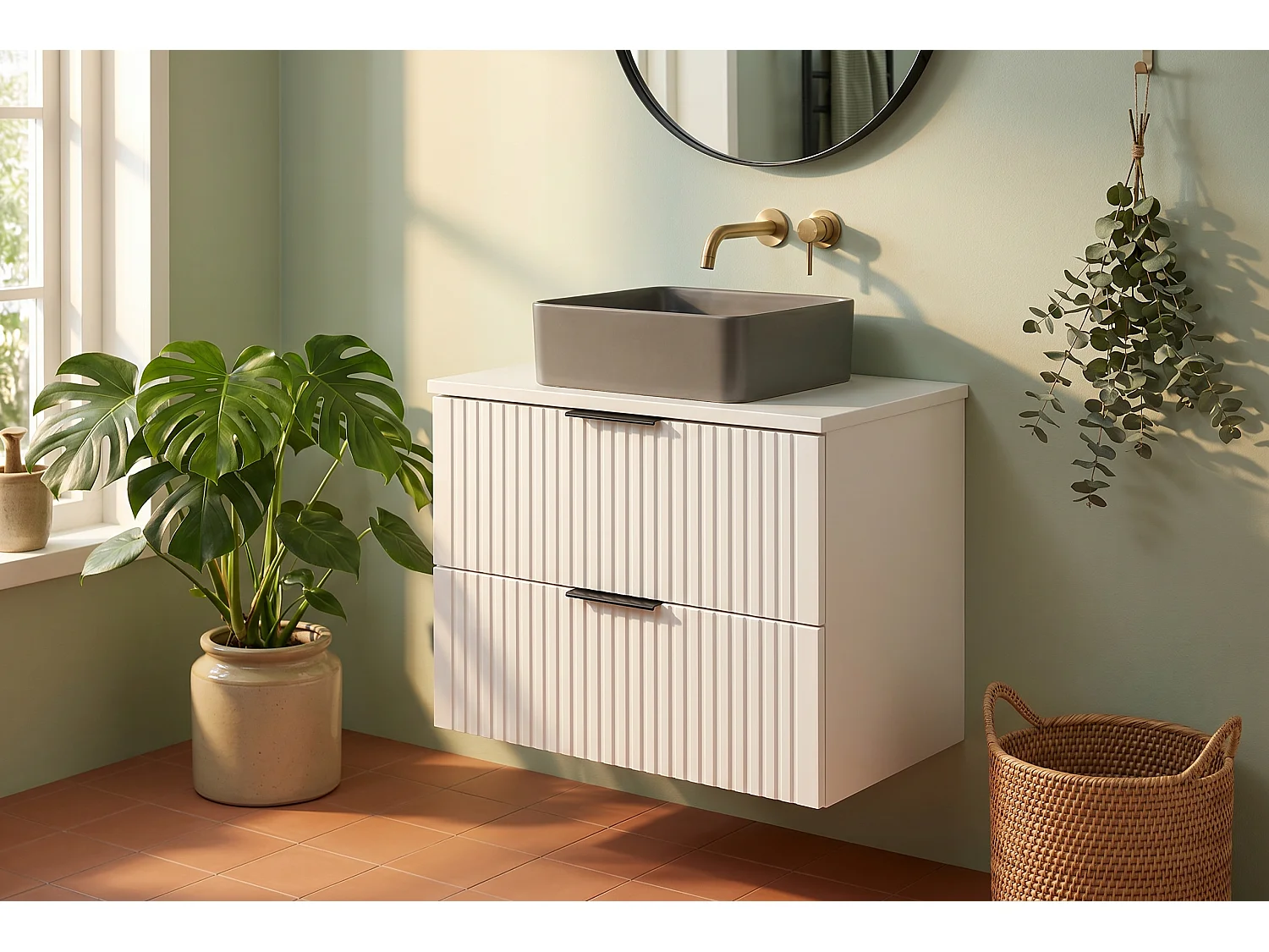 Mobile Zeno con lavabo da 60 cm e piano di lavoro