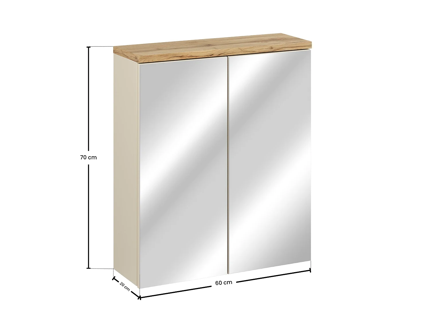 Bali Cashmere Armadio con Specchio 60cm 2 Porte