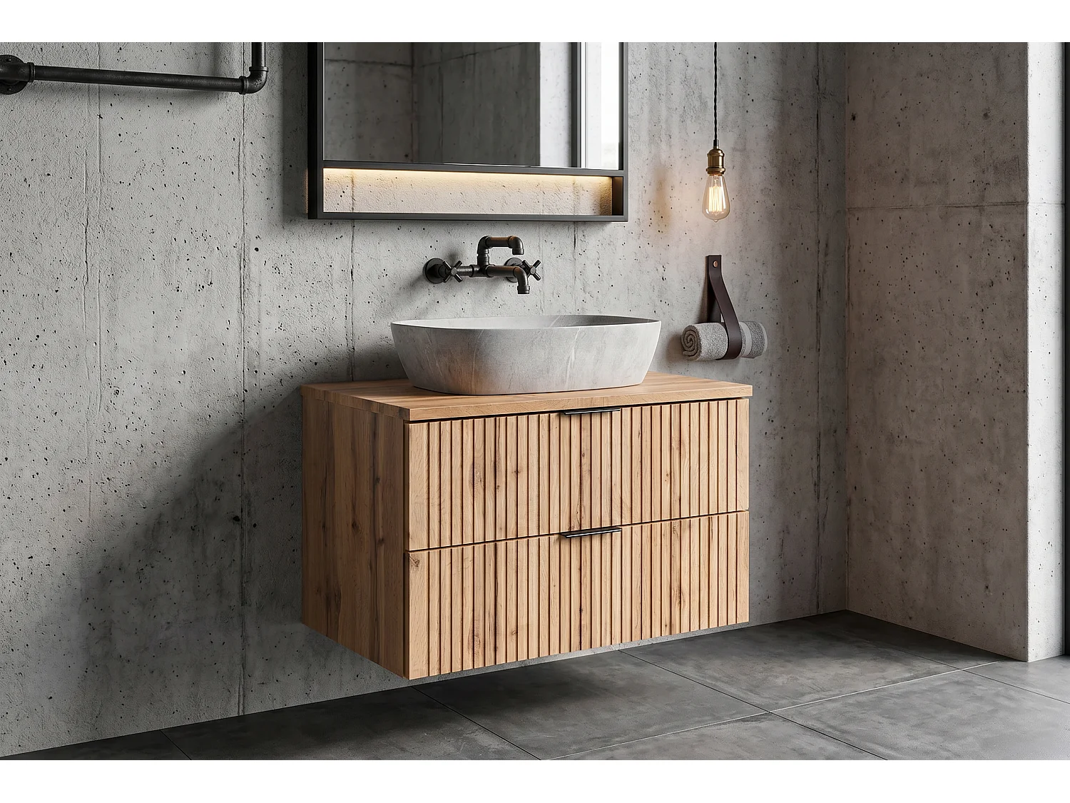 Meuble Camino avec lavabo de 80 cm et plan de travail