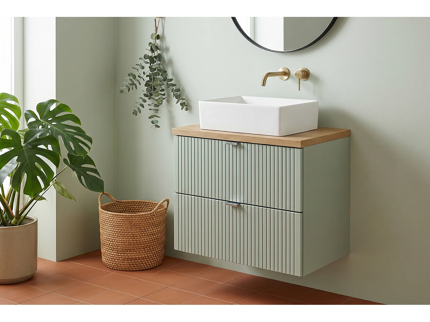Meuble Lario avec lavabo de 50 cm et plan de travail
