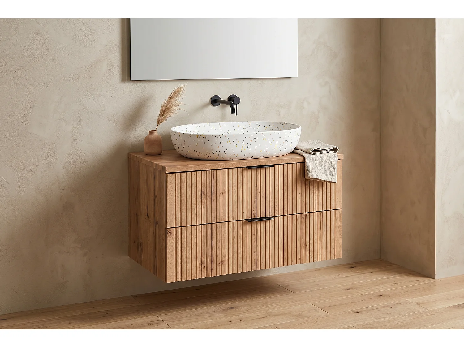 Mobile Varro con lavabo da 80 cm e piano di lavoro