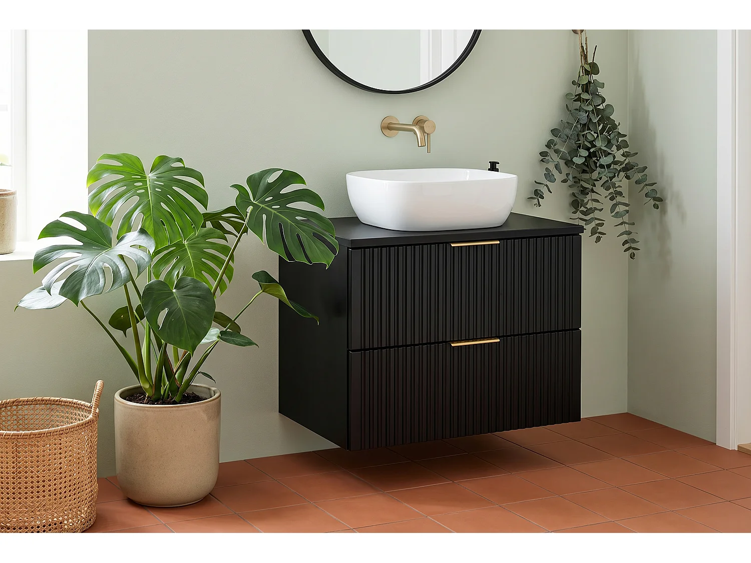 Meuble Kario avec lavabo de 60 cm et plan de travail