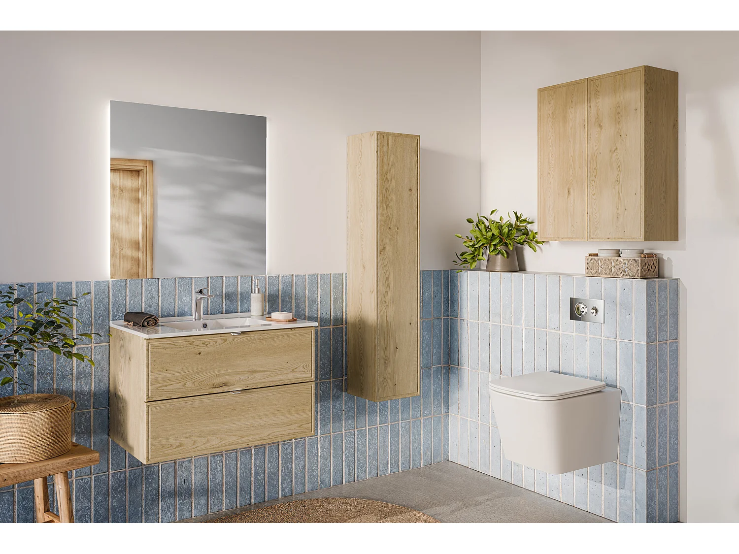 TERRA CREMONA Meuble Sous Lavabo 80cm 2 Tiroirs