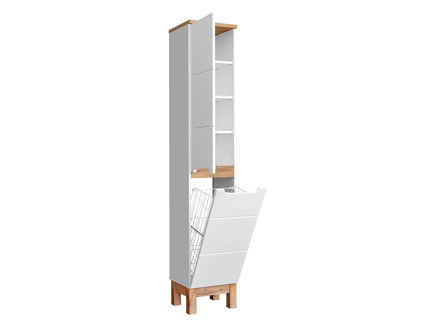 Szafka łazienkowa BALI 804 35 cm biała z koszem