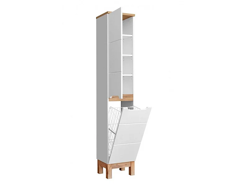 Szafka łazienkowa BALI 804 35 cm biała z koszem