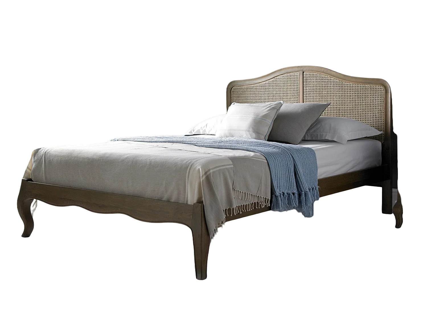 Rattan Oak Bedframe - 135 x 190 cm Bedframe in Beige