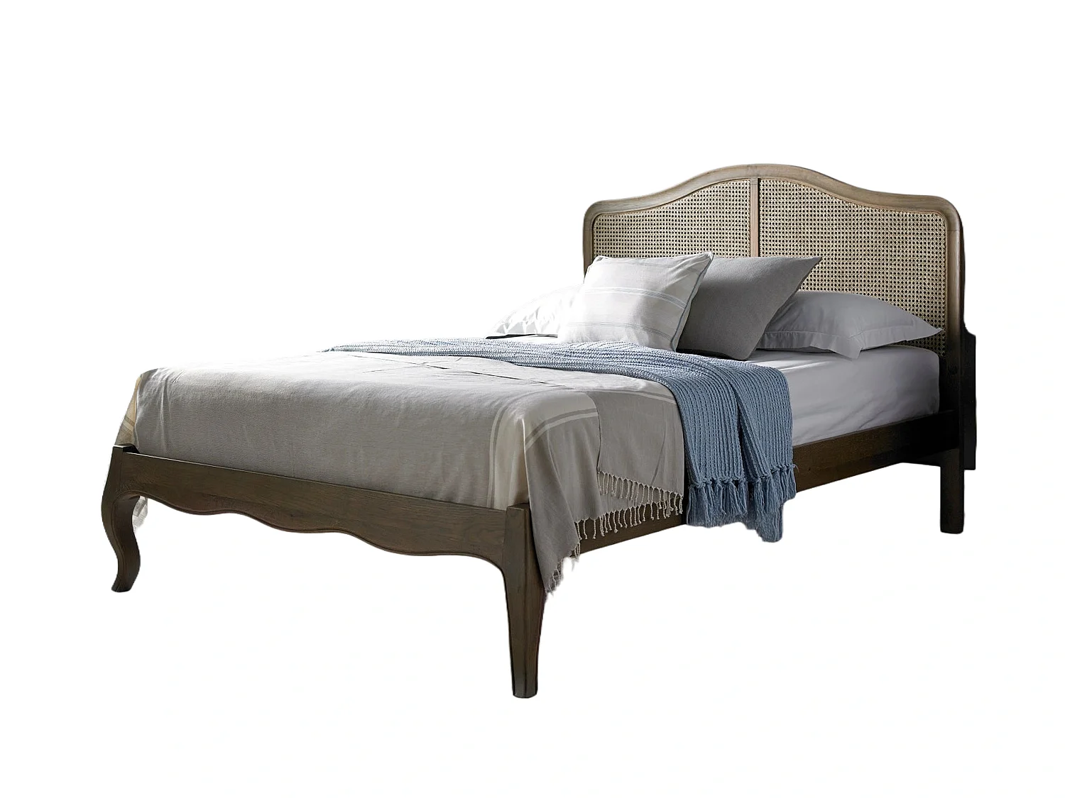 Rattan Oak Bedframe - 150 x 200 cm Bedframe in Beige