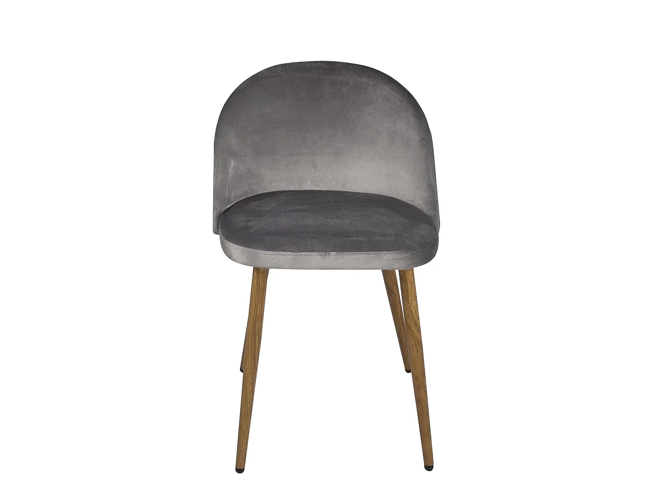 Set van 2 cocktailstoelen eetkamer velours gevoerd metalen poten lichte houttint GIZA (grijs)