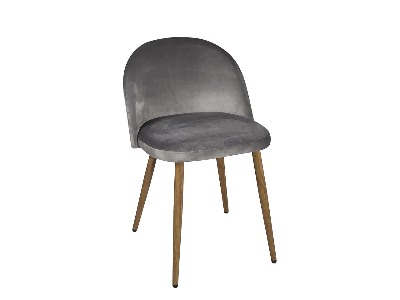 Set van 2 cocktailstoelen eetkamer velours gevoerd metalen poten lichte houttint GIZA (grijs)