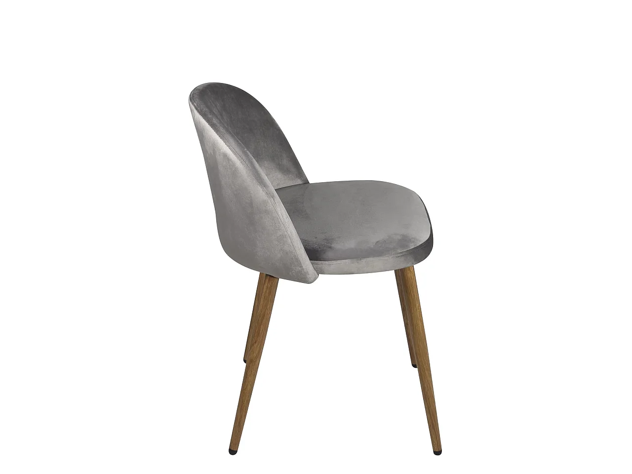 Set van 2 cocktailstoelen eetkamer velours gevoerd metalen poten lichte houttint GIZA (grijs)