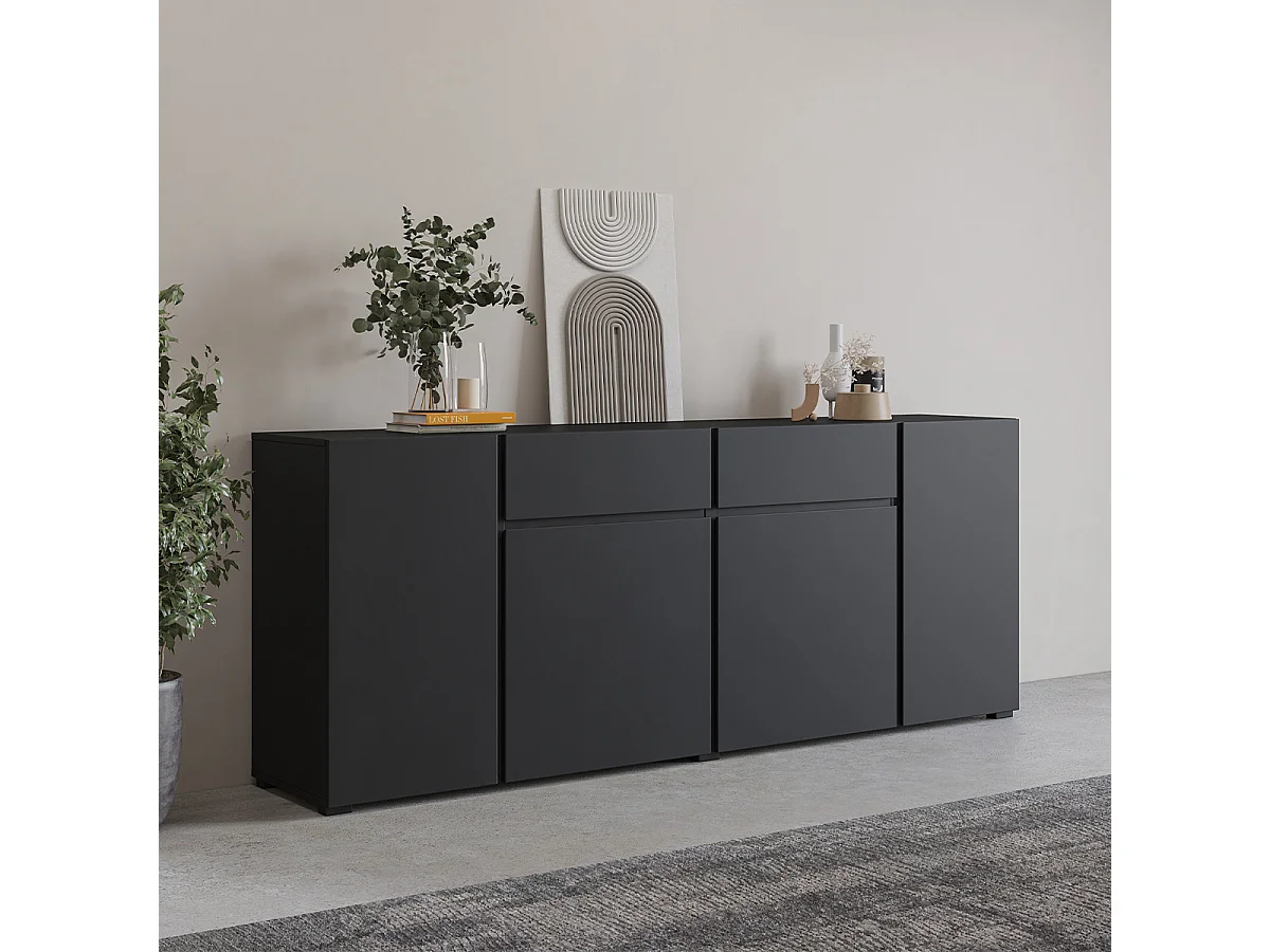 Buffet 4 portes 2 tiroirs Maxis Noir