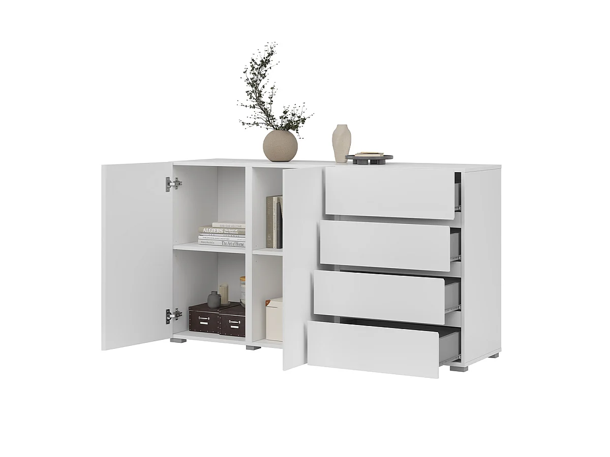 Buffet 2 portes 4 tiroirs Maxis Blanc