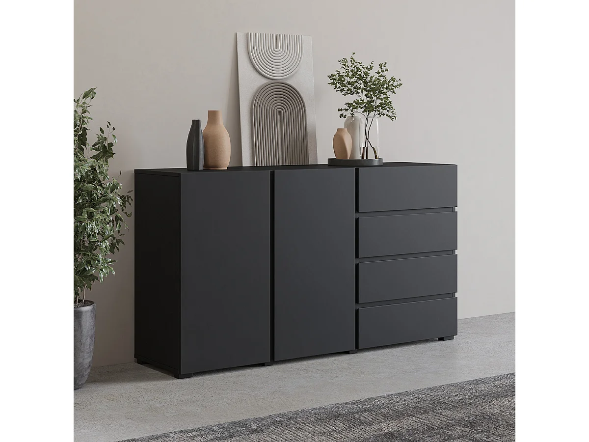 Buffet 2 portes 4 tiroirs Maxis Noir