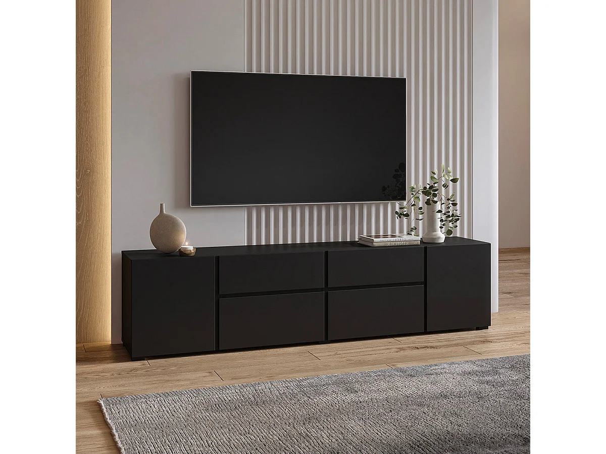 TV-meubel 4 deuren 2 lades 195 cm Maxis Zwart