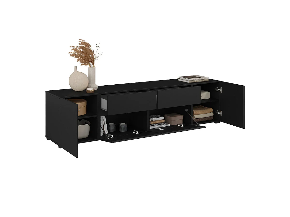 TV-meubel 4 deuren 2 lades 195 cm Maxis Zwart