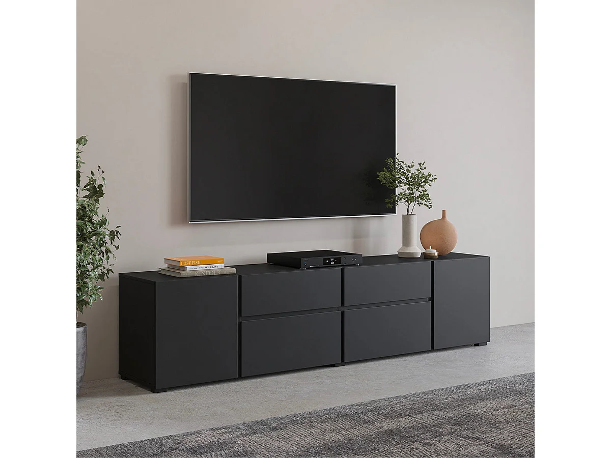 TV-meubel 4 deuren 2 lades 195 cm Maxis Zwart