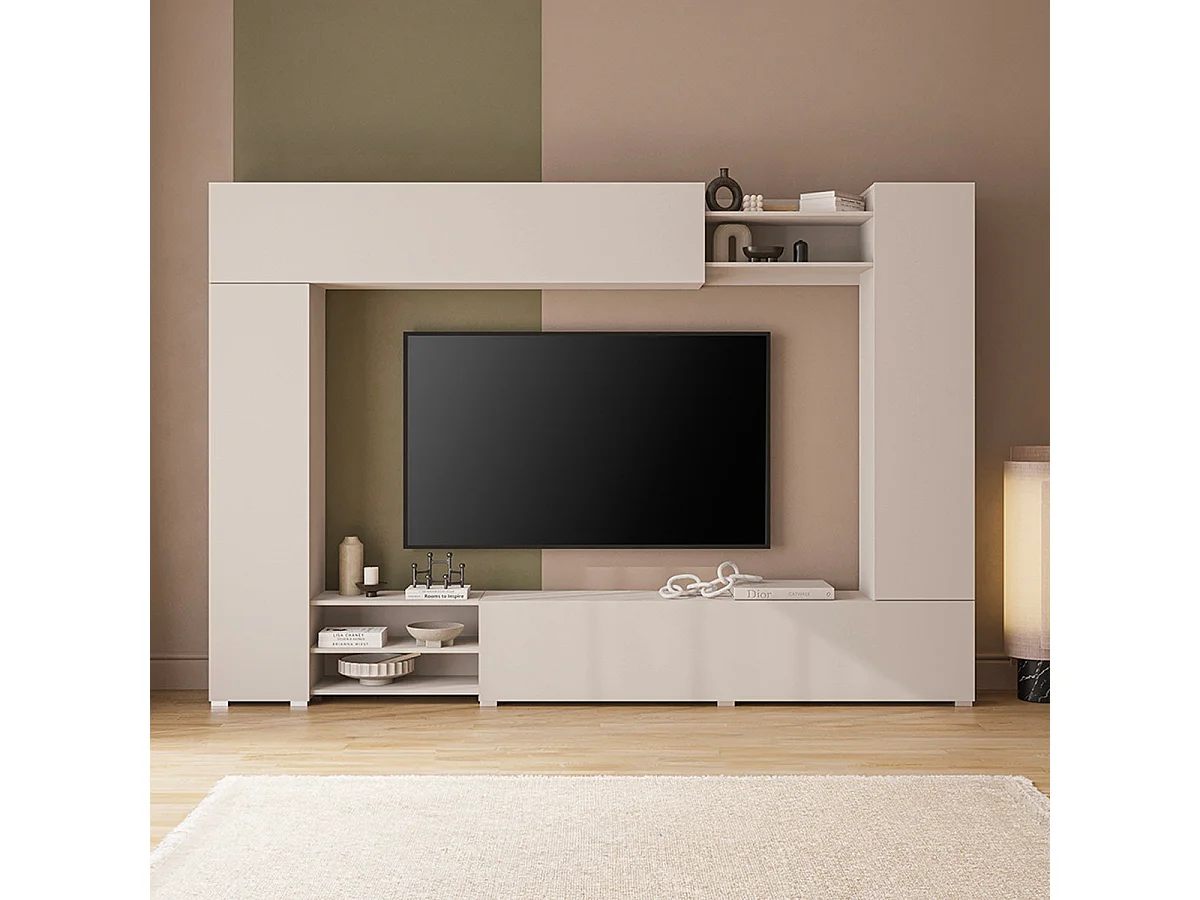 4-door 3-niche TV stand 270 cm Lya Cashmere