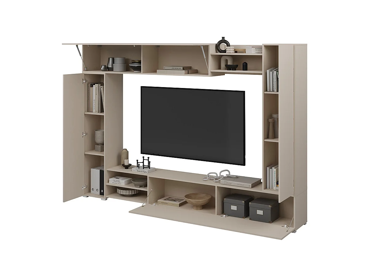 4-door 3-niche TV stand 270 cm Lya Cashmere